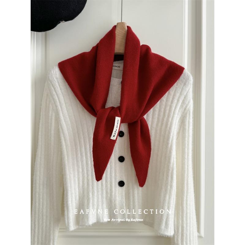 Triangular Scarf  Headscarf Knitted Striped Scarf  Women's Multi Functional Small Scarf