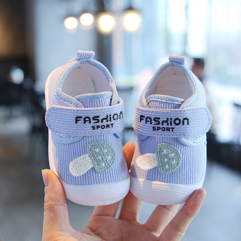 Baby Toddler Soft Sole Shoes With Embroidery And Letter Print Design For Spring And Autumn Playtime Blue Mushroom,16