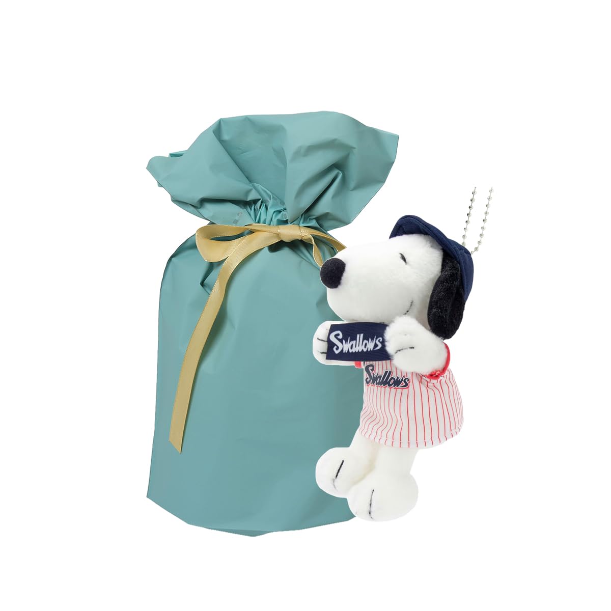Yoshitoku Snoopy Plush Strap total Official Licensed Product of the Tokyo Yakult Swallows of the 12 professional baseball Comes in a gift bag Blue