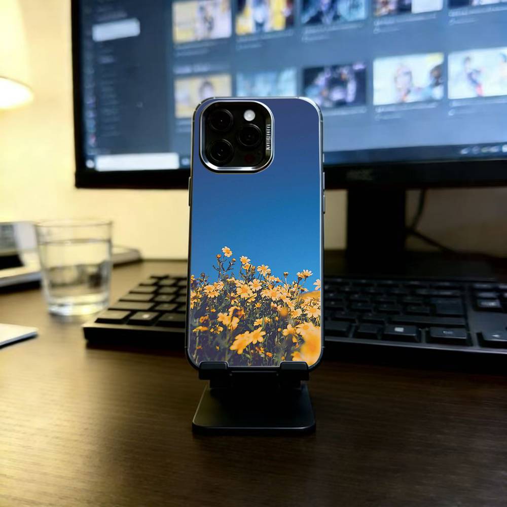 

Flowers and landscapes Phone Case For iPhone 17,16,15,14,13,12,11 Plus,Pro Max,XS,Colored Silver Plated Inside Cover iPhone16e