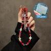 Y2K Trendy Sweet Beaded Phone Lanyard Ins Style Bow Beads Cellphone Charm Anti Lost Wristband Mobile Phone Chain Camera Pendant