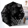 1pc Black Floral Pattern Automatic Open/close Folding Umbrella, Compact Portable Travel Umbrella,Cute Umbrella, Durable Construction Yy250804084