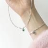 925 Sterling Silver Emerald Square Diamond Clavicle Chain Necklace - Handmade Beaded Jewelry