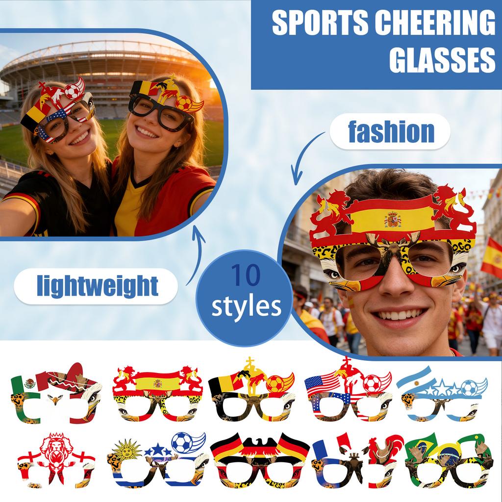 Flag Glasses, Fan Cheering Props, Football Decorations, Mascot Glasses Frames