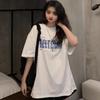 Ins Super Fire T-shirt Retro Letter Printing Loose Korean Version Medium and Long Top Women's Summer Short-sleeved Inner Bottoming Shirt