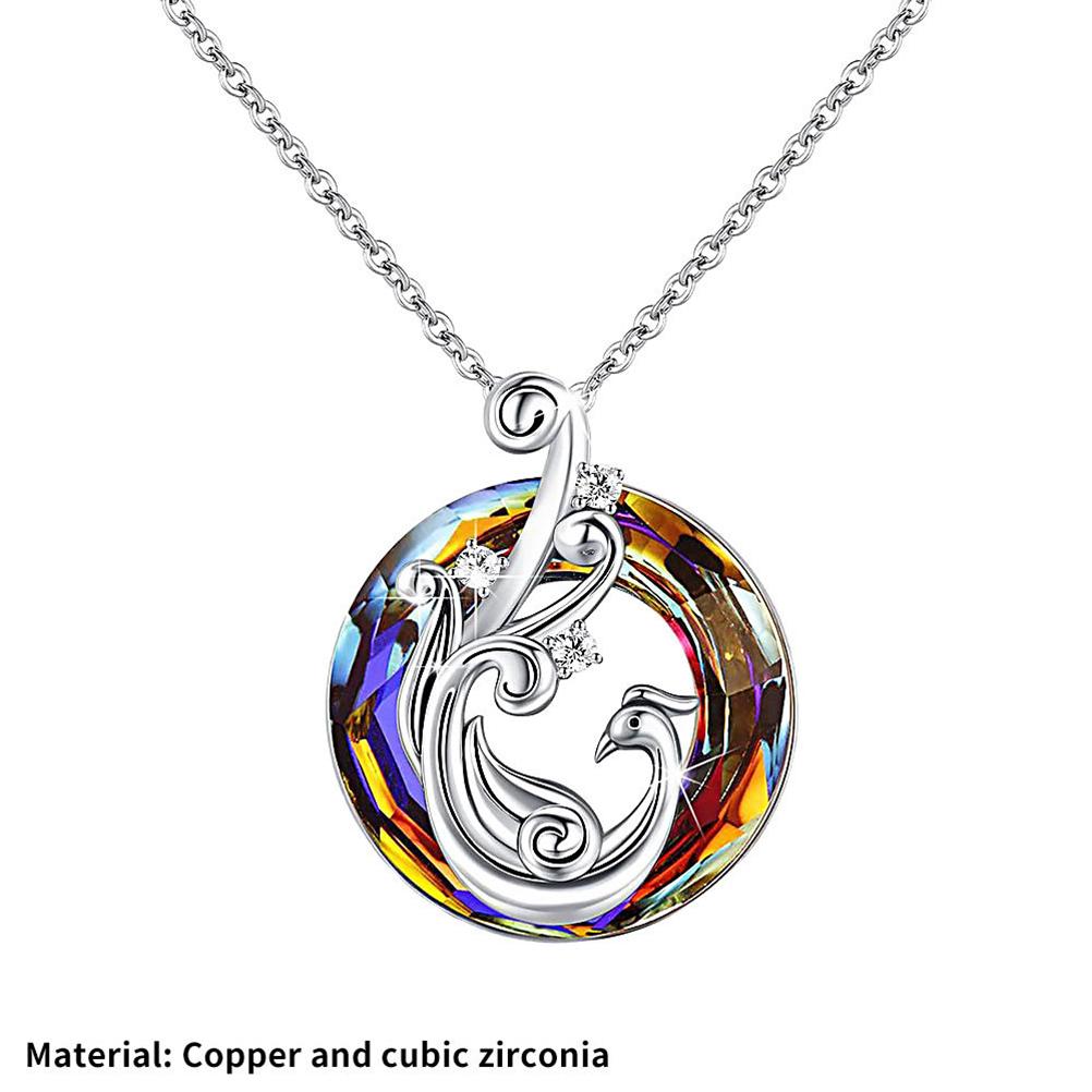 Colorful Crystal Jewelry Phoenix Necklace Pendant Rings for Women Girls Jewelry Gifts