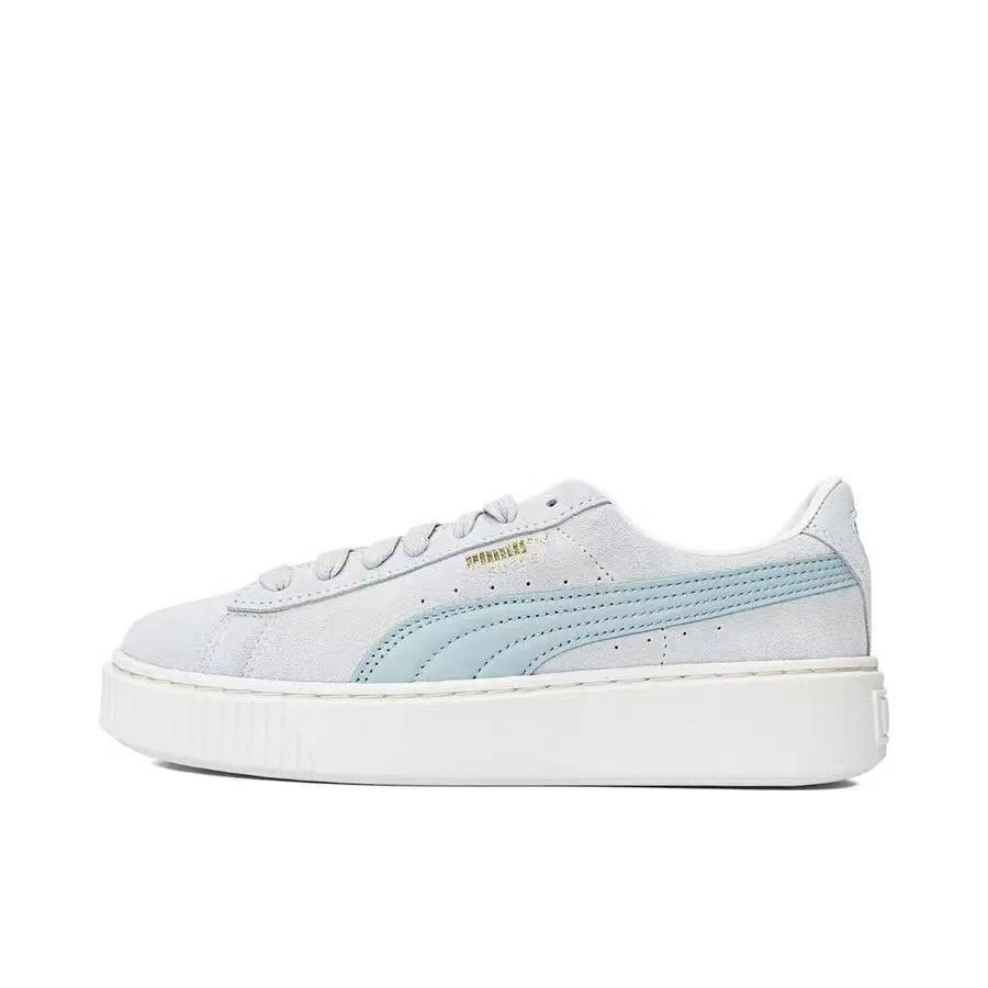 Puma Suede Platform Core Comfortable Versatile Low-Top Sneakers Women sneakers Gray Blue 363559-14