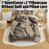 3pcs Halloween Pumpkin Monster Duvet Cover Set Without Core, Quilt Cover with 2 PillowcasesSoft and Machine Washable Skeleton