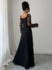French Retro See-through Long Sleeve Evening Dress (2026)