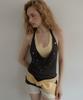 Asula Shell Button Halter Knit (Charcoal)