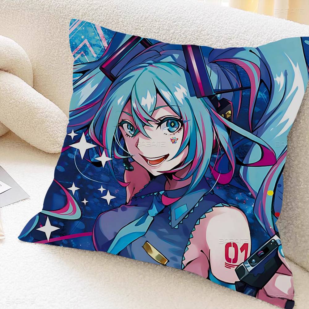 Anime H-Hatsunes M-Miku Stitch Lucky Dragon Pillow Cover Sofa Cushion Cover Home Room Decoration Children Gift