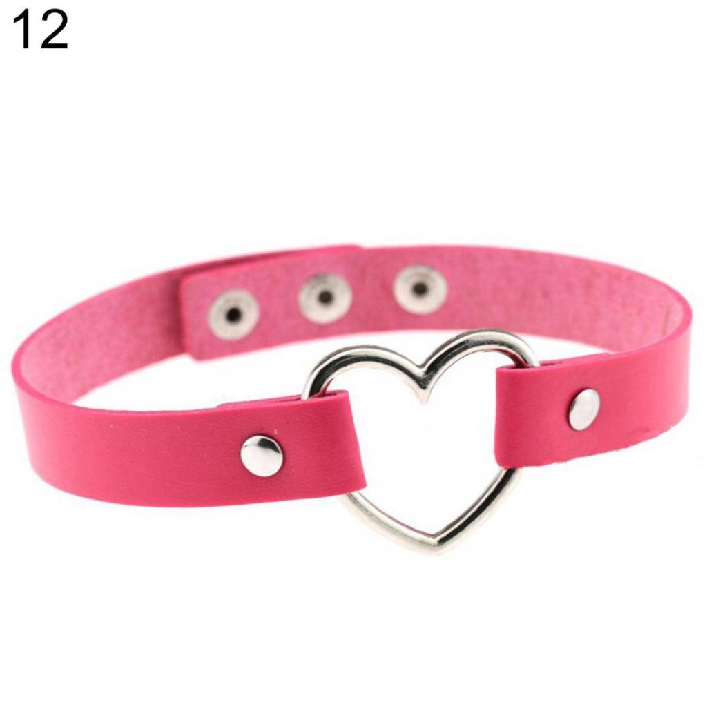 Women's Punk Faux Leather Love Heart Collar Choker Necklace Jewelry Charm Gift AVE