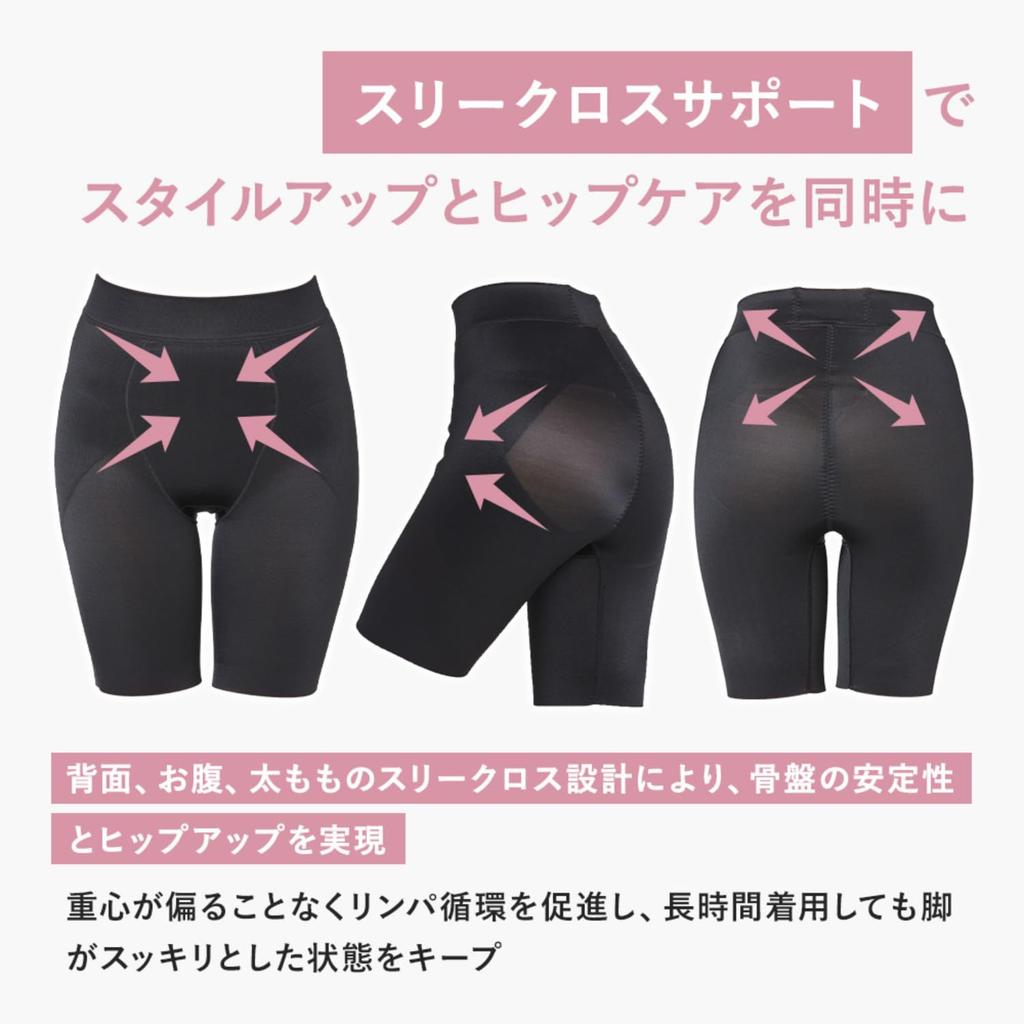 Teijin Girdle Shorts for 3L [fun.] Women, Hip-Lifting Shorts, Shapewear, Black,