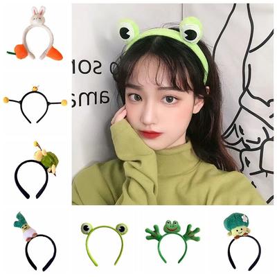 Cartoon Vegetable Headband Tortoise Frog Plush Hairband Cute   Makeup