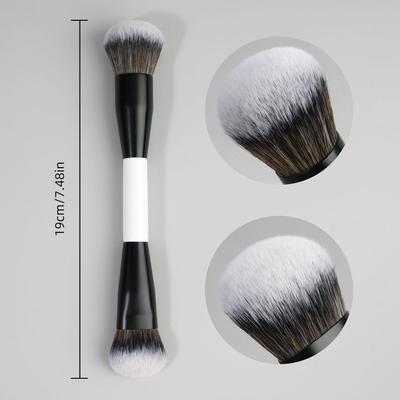 Dual-Ended Foundation & Blush Brush for Contour and Nose Shadow - Soft Hair, Black and White Design