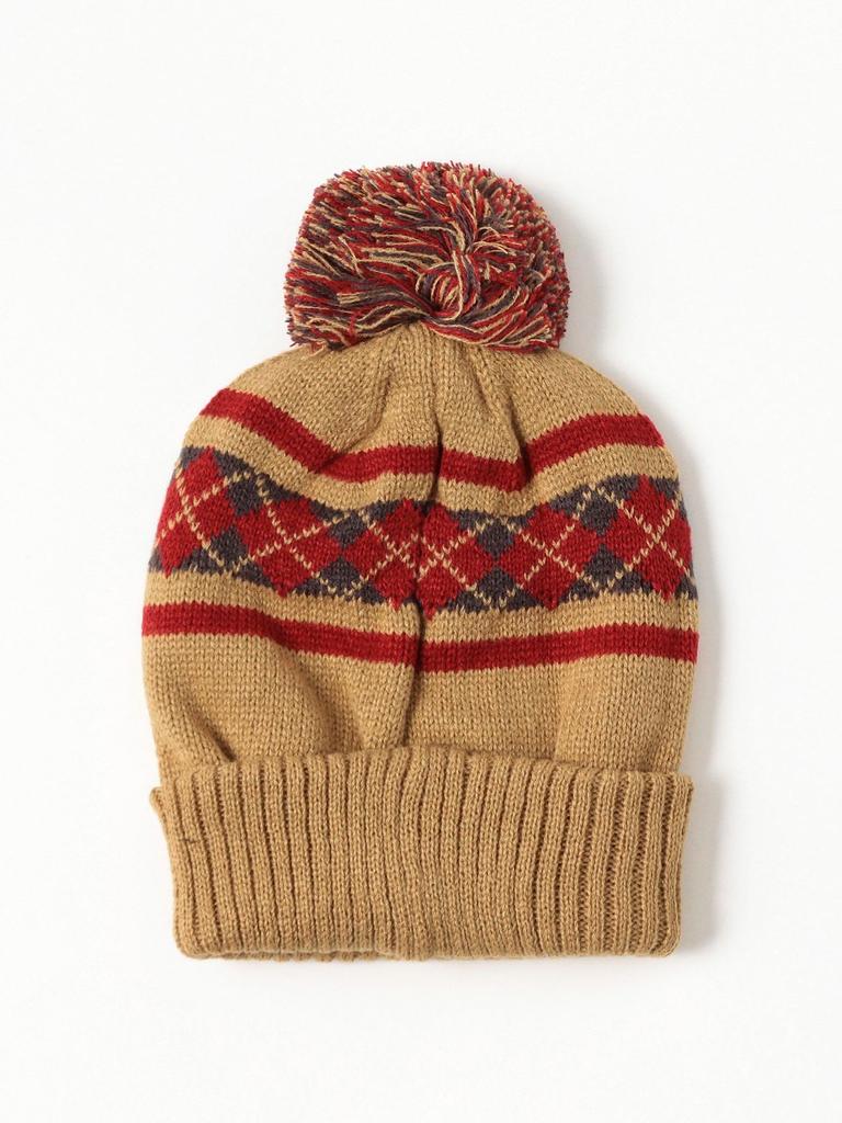 Beams Herren Argyle Bommel Strickmütze, Schwarz, Einheitsgröße, 11411955068