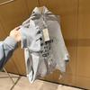 Unisex Streetwear Hooded Zip-Up Sweatshirt With Integrated Glove Sleeves Graphic Letter Print Oversized Fit