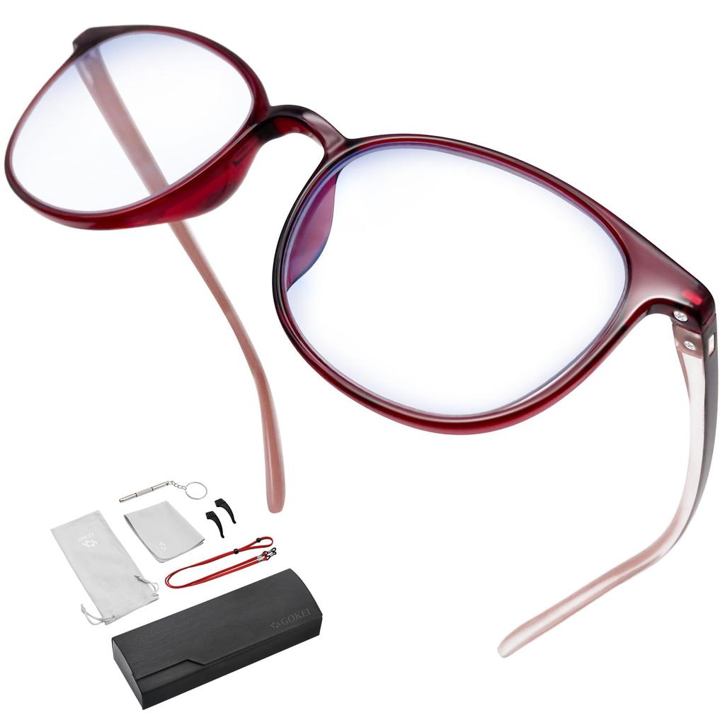 GOKEI Magnifying Blue Light Magnifying Magnifying Magnifying Magnifying For Detailed Radiation Red Glasses, 1.8x Magnification, Lightweight, Blocking,