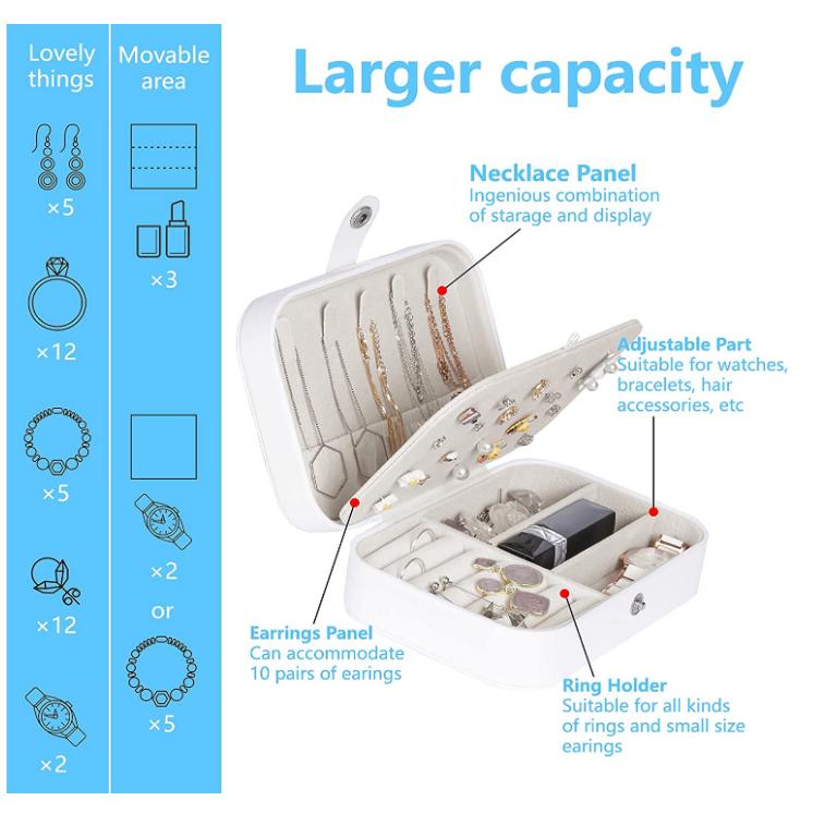 High End Luxury Double Layer Necklace Ring Storage Organizer Travel Packaging Case Jewelry Box Pu Leather Jewelry Gift Box