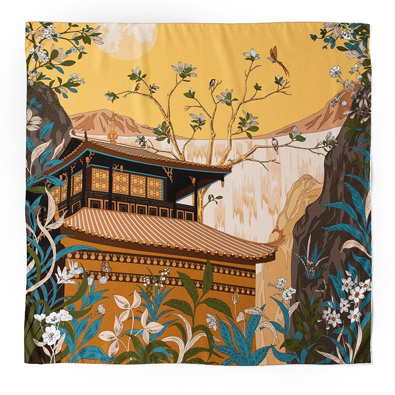 two-color pipa picture silk scarf 100% mulberry silk women's high-end wedding gift