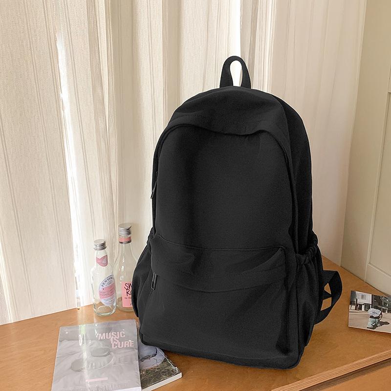 Schoolbag Schoolbag Junior High School Girls High Value Simple Versatile Solid Color College Student Backpack Female Ins High School Backpack