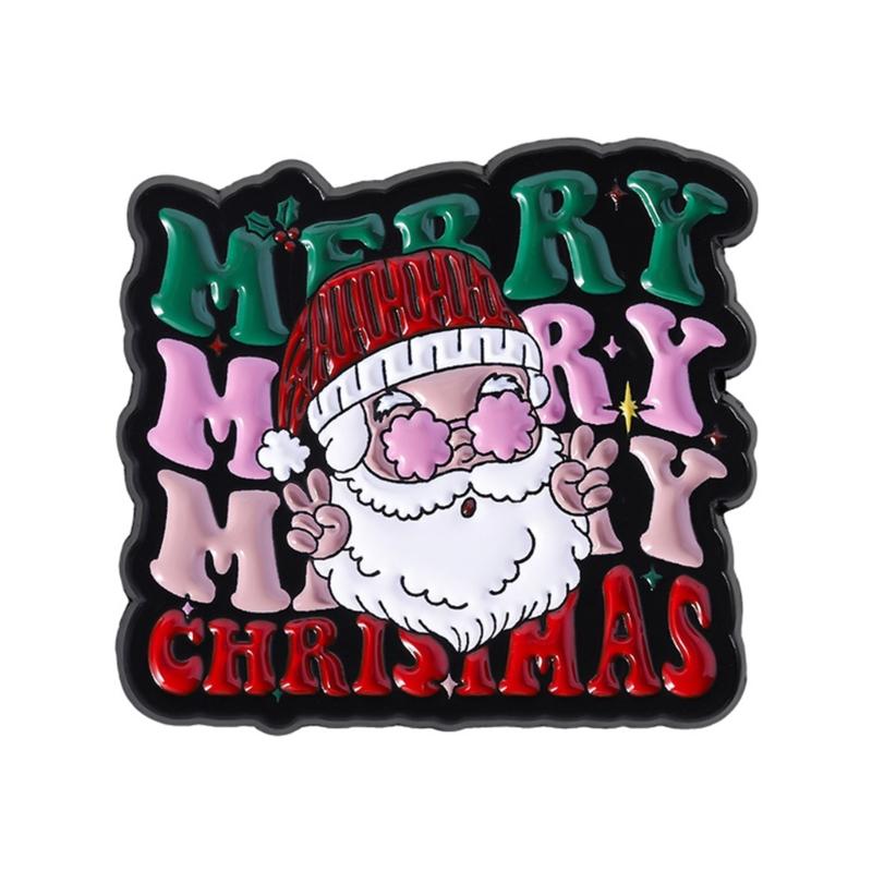 

Cartoon Santa Claus OK Gesture Alloy Brooch Lapel Badge Pin For Backpack Jacket Christmas Party Accessory