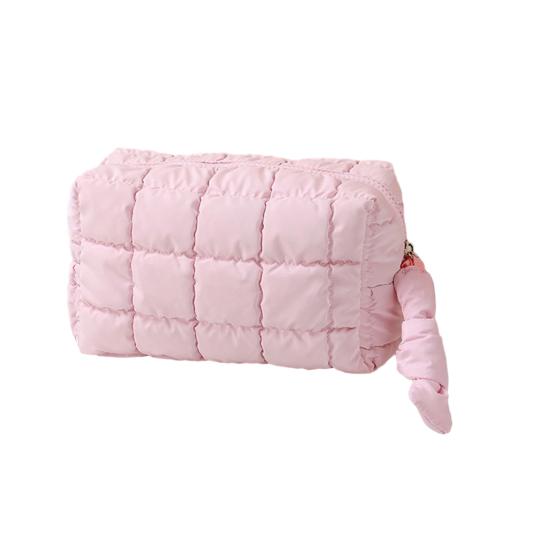 Cotton Makeup Bag Zipper Closure Large Capacity Cosmetic Pouch Cotton Check Lining Small Items Makeup Case