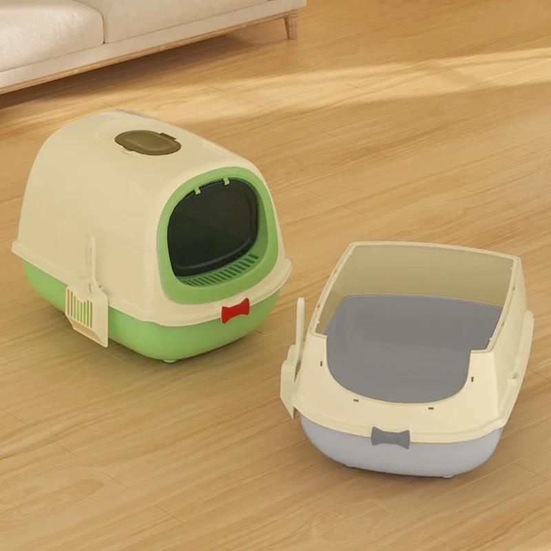 Large Capacity Cat Litter Box Pet Sandbox Splashproof UV Sterilized Cat Toilet Cleaning Basin Pet Cat Toilet Kitten Tray Bedpans