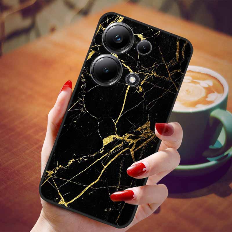 For Poco M6 Pro 4G Case Fashion Marble Silicon Black Cover for Xiaomi Poco M6Pro 4G Phone Case M 6 Pro Soft Shells PocoM6Pro 4G