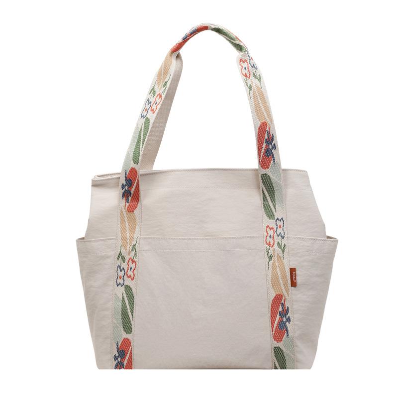 Niche Jacquard Canvas Bag Women'S Large-Capacity Bag Casual Shoulder Tote Bag Messenger Commuter Bag