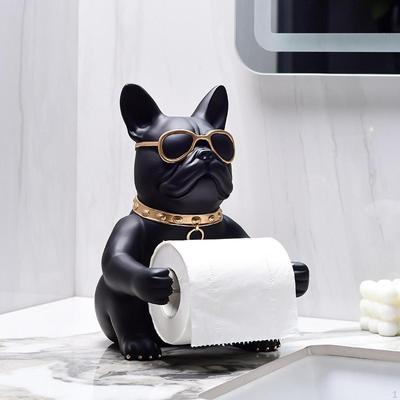 Köpek Heykeli Tuvalet Kağıdı Tutucu Reçine Dekorasyon Masaüstü Süsü için Doku Rulosu Dağıtıcısı