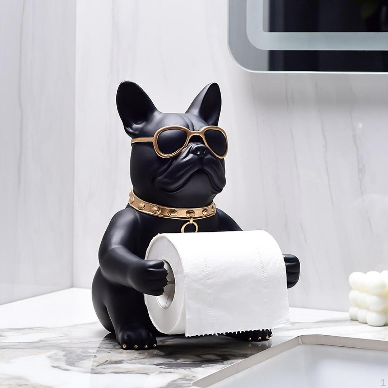 Dog Sculpture Toilet Paper Holder Resin Decoration Desktop Ornament Tissue Roll Dispenser for beige
