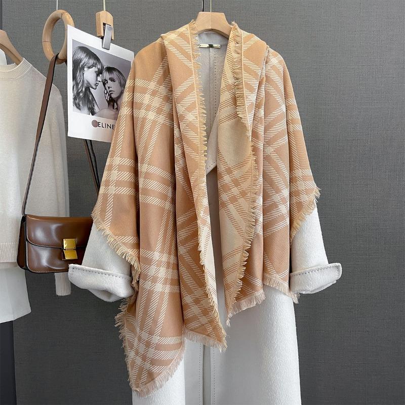 Autumn New Versatile Striped Jacquard Scarf Women's Fashion Warm and Cold Scarf with Decorative Shawl