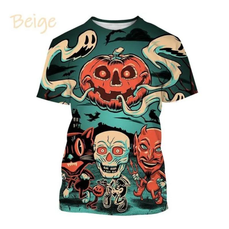 3D Printed Cool Halloween T Shirt For Men Funny Pumpkin Pattern T-Shirts Casual Short Sleeve Round Neck Tops Loose Kids Tees