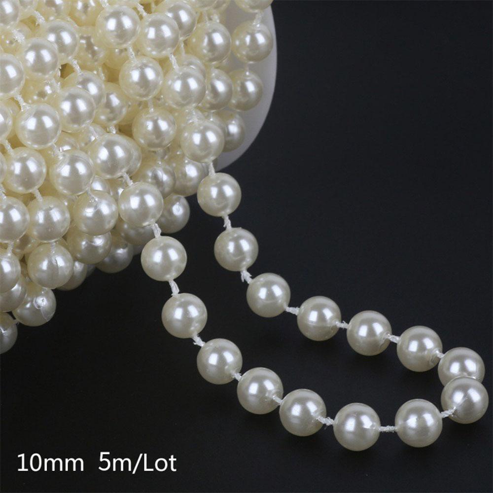 Ivory Round Pearl Beads String Trim Chain Sew Craft Faux Pearls Strand Garland Decorate Floral Centerpieces Favor Christmas Tree