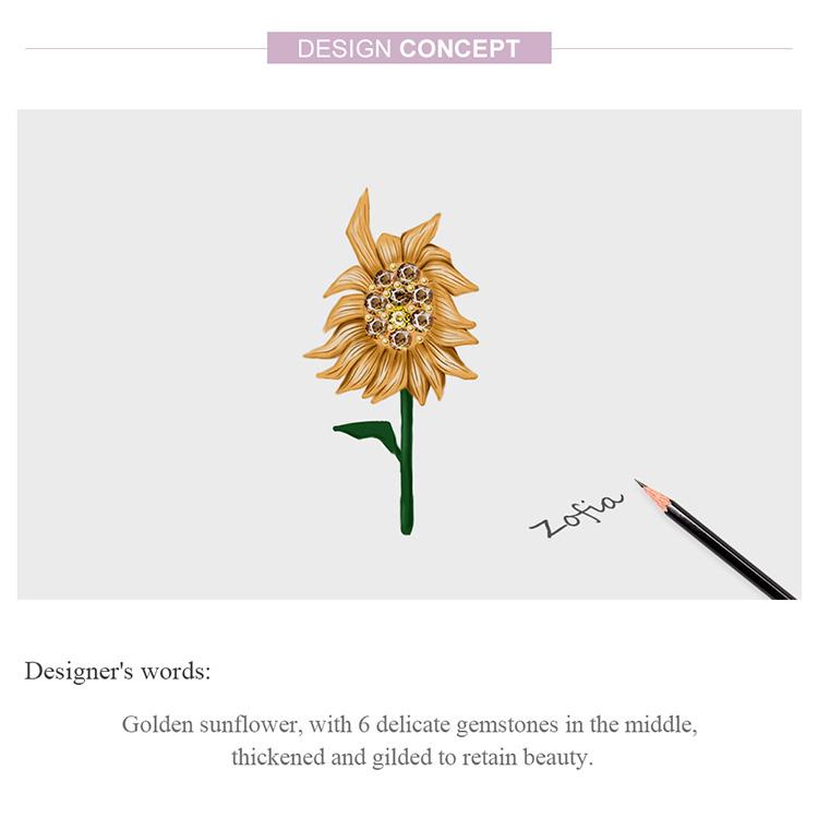 Bamoer din argint 925, zircon strălucitor, mărgele de floarea soarelui pentru brățări și coliere originale de 3 mm