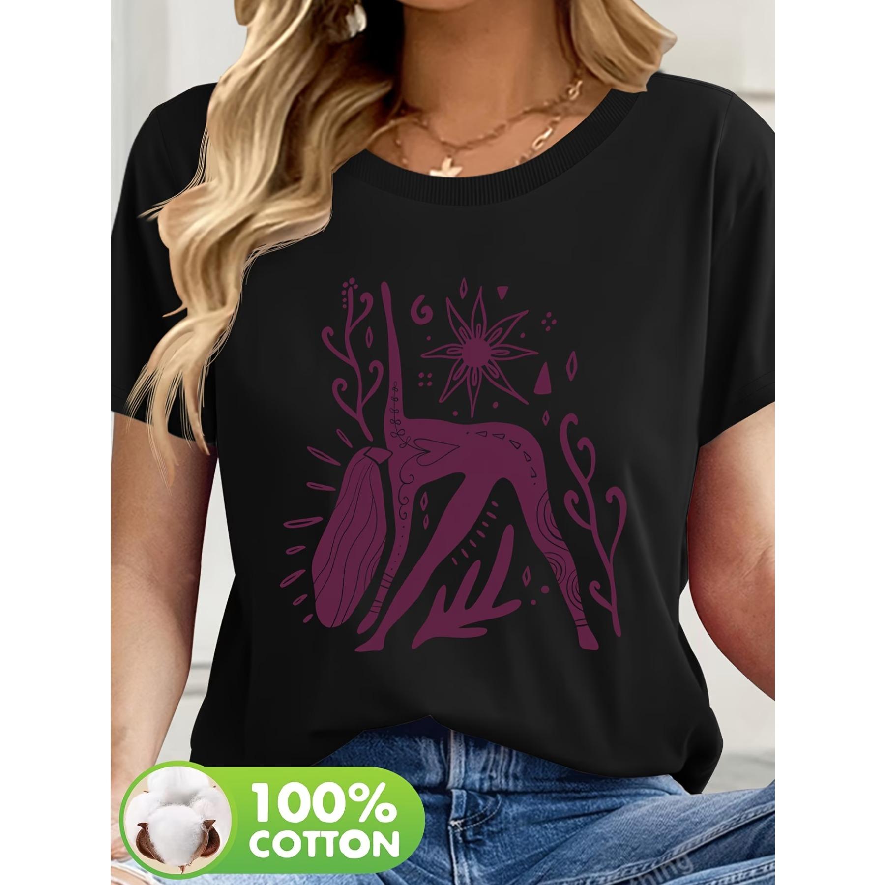 

Graphic Printed Pure Summer Essential Casual Round Neck Women s Short Sleeved T-shirt T43 XXL чорний