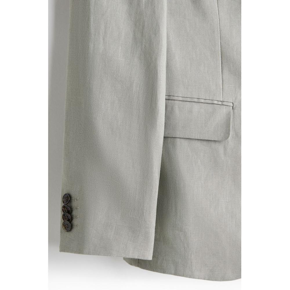 H M Linen Jacket sliM Fit Sage Green