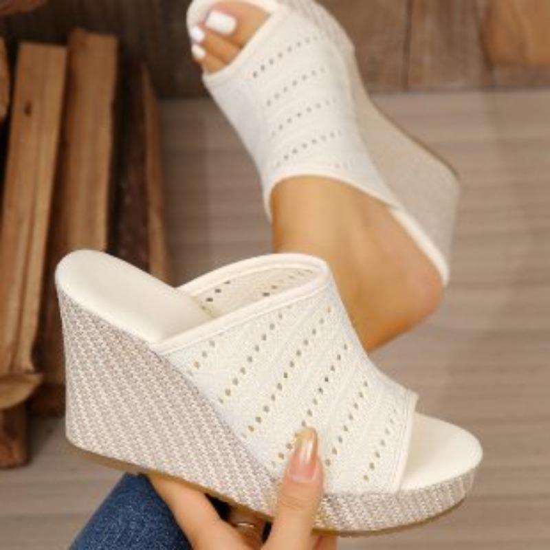 Fashion Wedges High Heels Women Sandals Slipper Mesh Breathable Summer Outside Wear Fashion Fish Mouth 10cm Super High Heeled Sandales