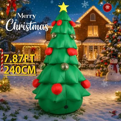 7.87FT Yard Lawn Party Decoration Inflatable Xmas Tree Toy LED Light Home Decor Supplies Ornaments Christmas Holiday Gifts