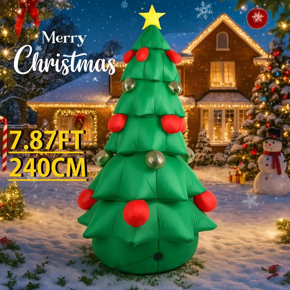 7.87FT Yard Lawn Party Decoration Inflatable Xmas Tree Toy LED Light Home Decor Supplies Ornaments Christmas Holiday Gifts