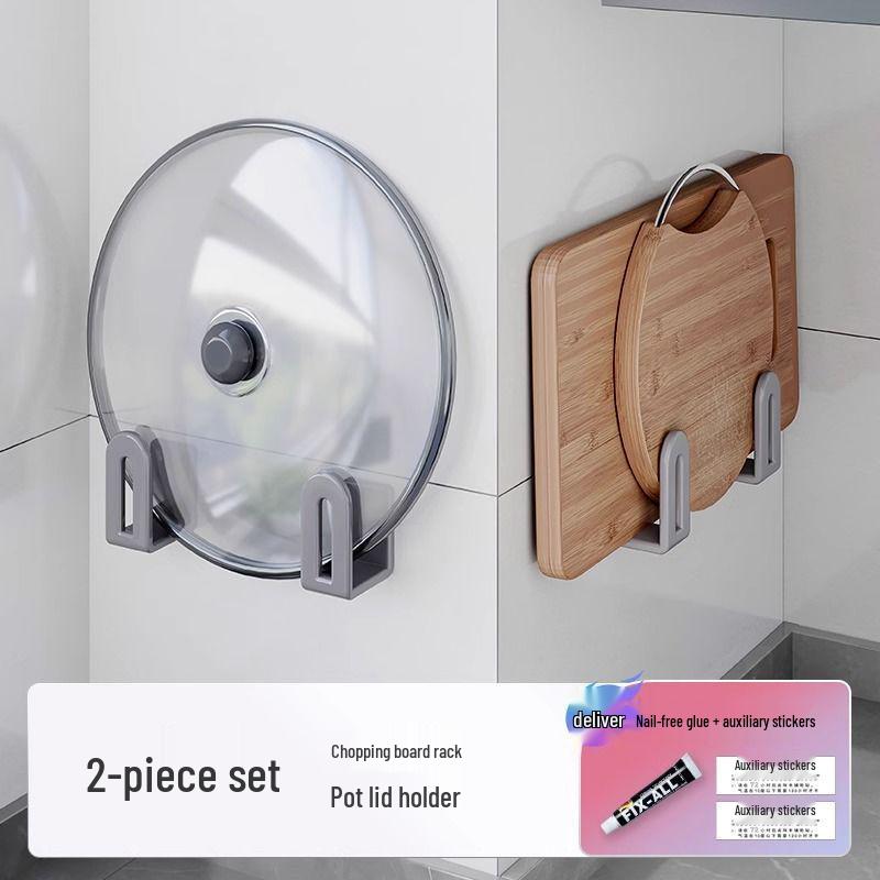 Wall-Mounted Kitchen Rack: Multi-functional Pot Lid and Cutting Board Holder