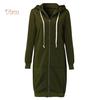 (S-5XL) Chic Lady Solid Color Long Sleeve Casual Hooded Sweatshirt Coat Zipper Outwear