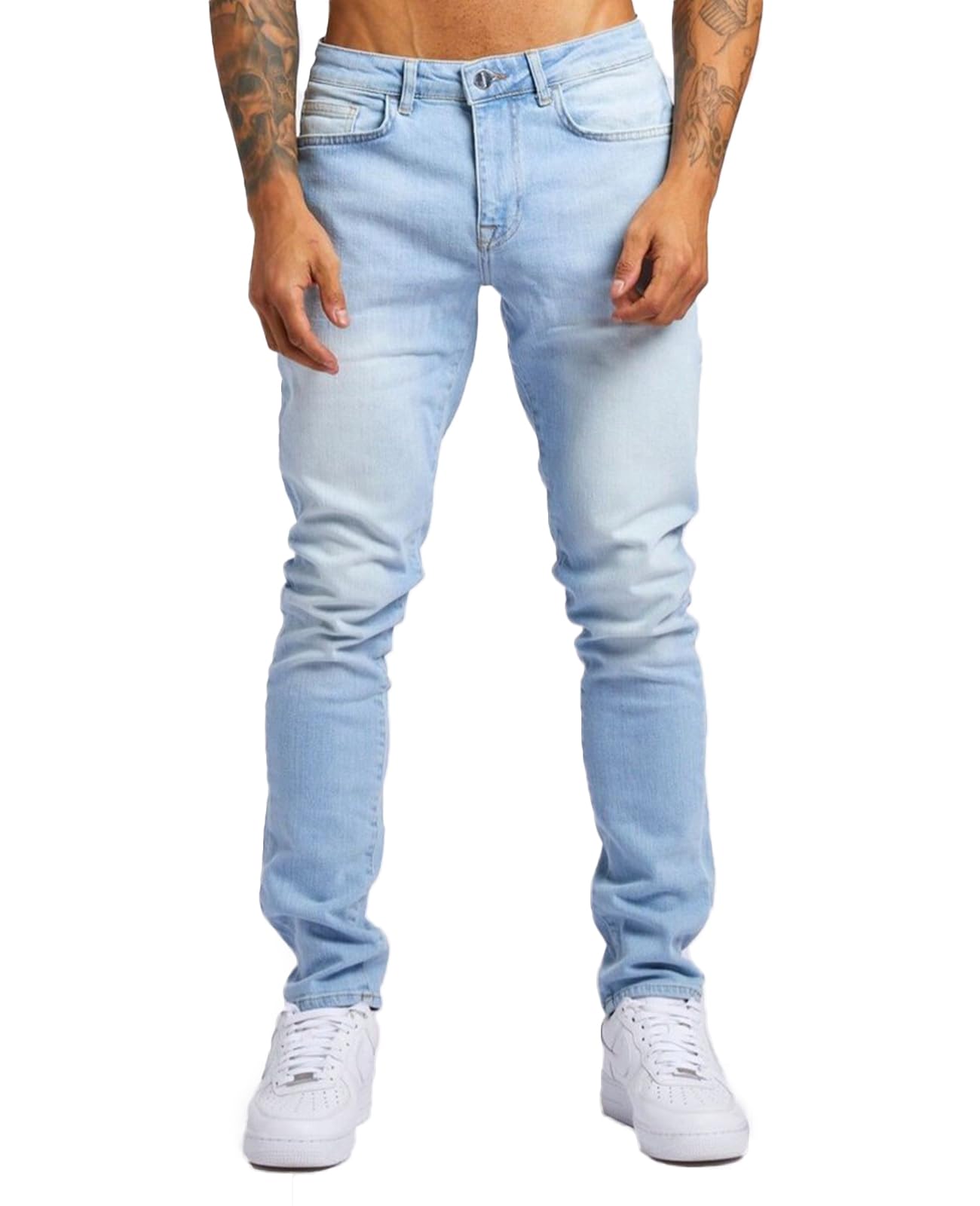 [BVOME] Stretch-Hose, Herrenjeans Übergröße, Skinny Fit, Schlankmachender Effekt, Blau, Größe 30