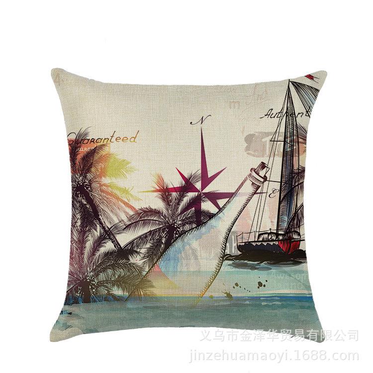 Sailing Marine Element Polyester Pillowcase Sofa Cushion Waist Pillowcase Home