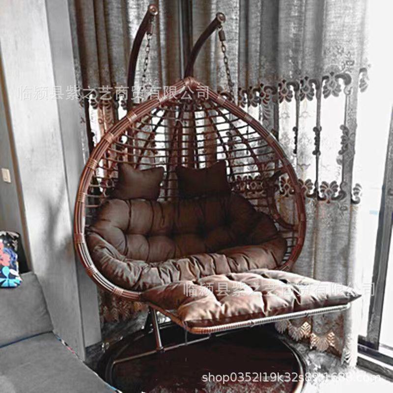 Double Wicker Hanging Basket Chair: Indoor/Outdoor Bird's Nest Swing Chair for Balcony & Leisure