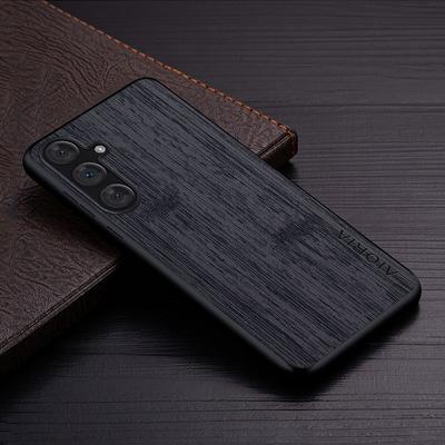 AIORIA For Samsung Galaxy S24+ Case Leather Coated PC+TPU Phone Cover Bamboo Grain Design