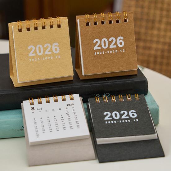 2026 Mini Stolní kalendář leden 2026-prosinec 2026 12měsíční plánovač Malý stojací překlápěcí kalendář s dvojitou drátovou vazbou pro domácí kancelář