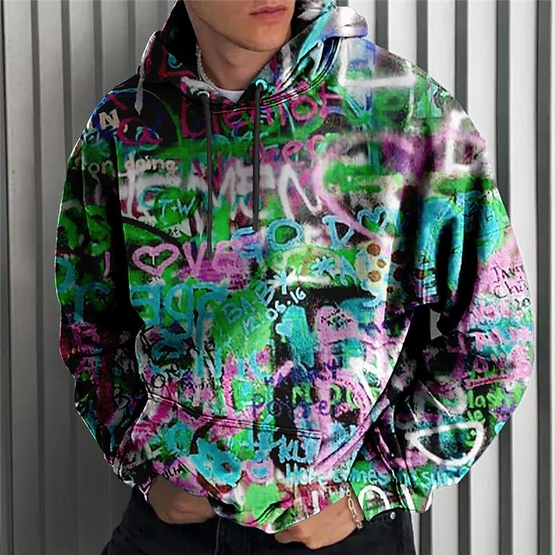 

Men s Letter Graphic Prints Graffiti Hoodie Hoodies Sweatshirt Streetwear Designer Basic Casual Long Sleeve Hooded 3XL