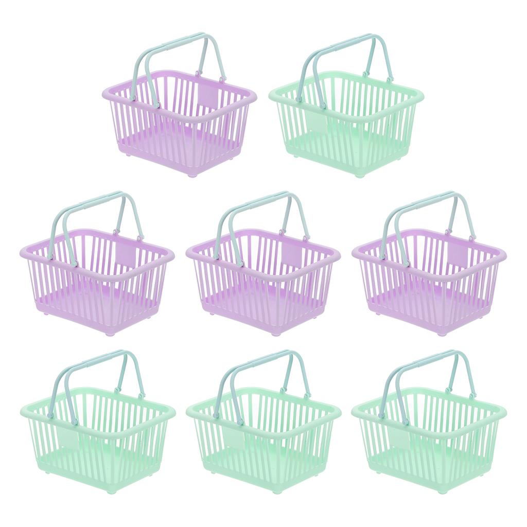 8 Stück Kleiner Plastikkorb Mini Aufbewahrungskorb Lebensmittel Winzige Einkaufskörbe mit Griff Organizer Gefiltertes Wasser für Spielzeug Snacks